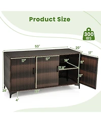 Gouun 84 Gallon Wicker Patio Storage Box with Shelves and Waterproof Liner