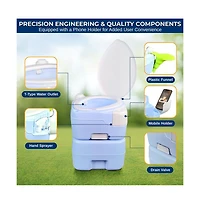 SereneLife 20-Liter Outdoor Portable Toilet with Extra Large Seat, Moonwhite