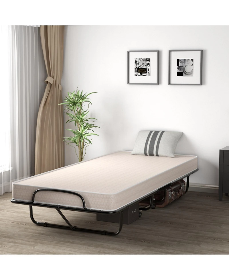 Gouun Rollaway Guest Bed with Sturdy Steel Frame and Memory Foam Mattress Made Italy