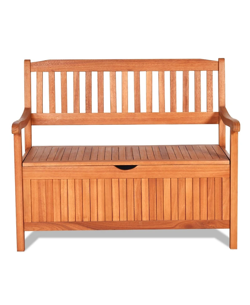 Gouun 33 Gallon Wooden Storage Bench with Liner for Patio Garden Porch