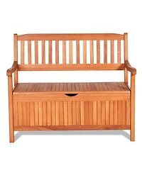 Gouun 33 Gallon Wooden Storage Bench with Liner for Patio Garden Porch