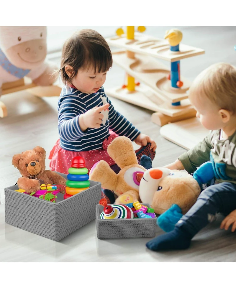 Sorbus Storage Baskets 4-Piece Set - Stackable Woven Basket Paper Rope Bin Boxes for Makeup, Office Supplies, Bedroom, Closet