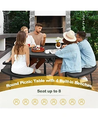 Gouun 8-Person Outdoor Picnic Table and Bench Set with Umbrella Hole