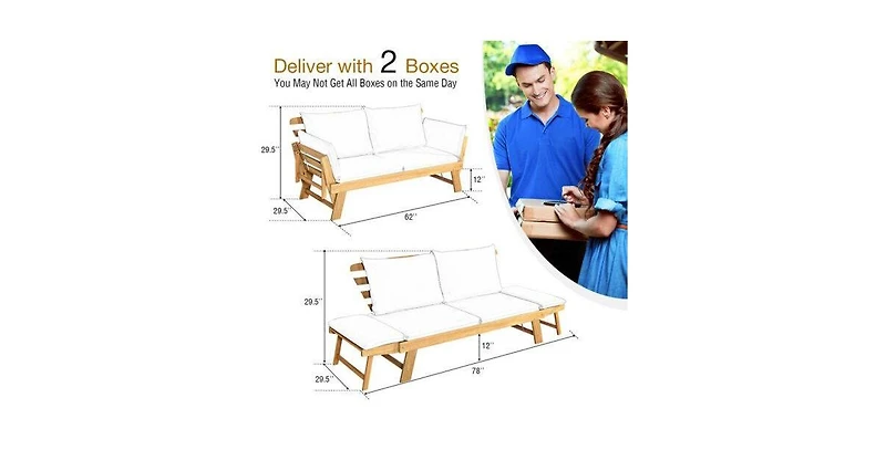 Gouun Adjustable Patio Convertible Sofa with Thick Cushion