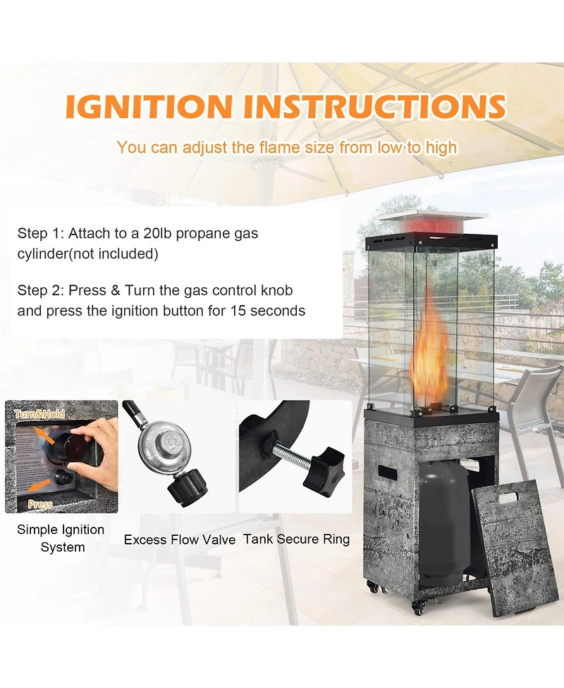 Gouun 41 000 Btu Propane Patio Heater with Metal Hood