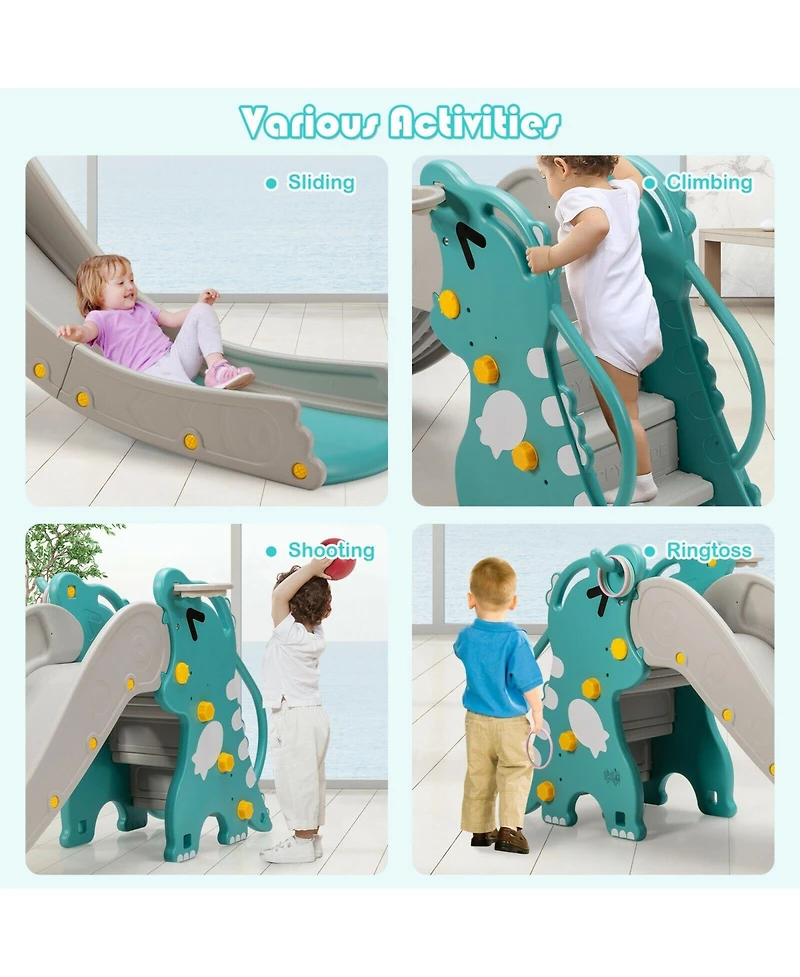Gouun 4-in-1 Kids Climber Slide Play Set with Basketball Hoop