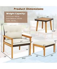 Gouun 5 Piece Rattan Furniture Set with Square Table