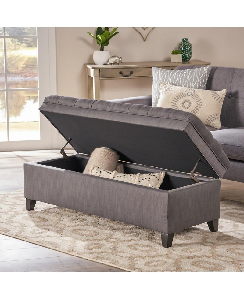 Button-Tufted Storage Ottoman with Soft-Close Lid, Storage for Bedroom, Living Room, Entryway-The Pop Home