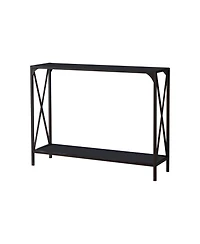 Kings Brand Furniture Kandin Metal Console Table with Glass Top, Pewter/Black