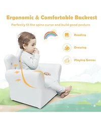 Gouun Children Upholstered Princess Sofa with Ottoman and Diamond Decoration for Boys and Girls