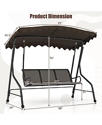 Gouun 3-Seat Outdoor Porch Canopy Swing with Adjustable Shading