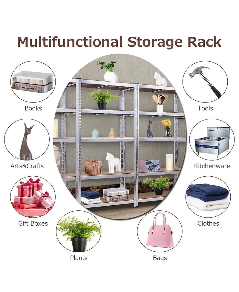 Gouun 72 Inch Storage Shelf Steel Metal 5 Levels Adjustable Shelves