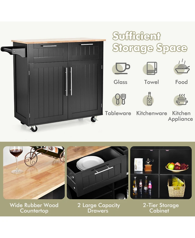 Gouun Heavy Duty Rolling Kitchen Cart with Tower Holder and Drawer