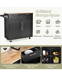 Gouun Heavy Duty Rolling Kitchen Cart with Tower Holder and Drawer