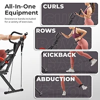 Sunny Health & Fitness Row-n-Ride Pro Assisted Squat Rowing Machine, 300 Lb Capacity Hydraulic Rower w Free SunnyFit App via Bluetooth