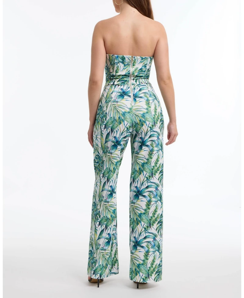 Bebe Women's Strapless Cutout Jumpsuit with Metal Ring Detail