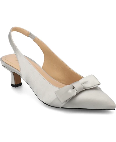 Journee Collection Women's Paloma Bow Kitten Heel Slingback Pumps
