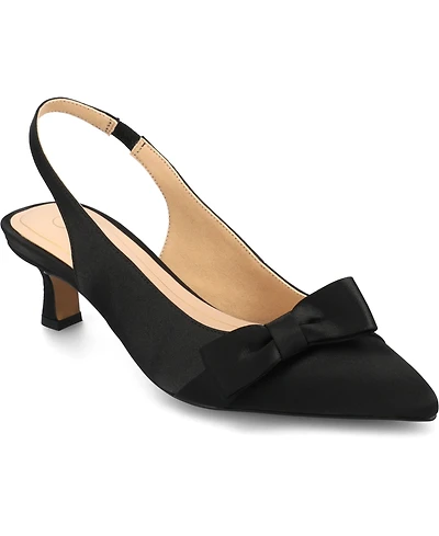 Journee Collection Women's Paloma Bow Kitten Heel Slingback Pumps