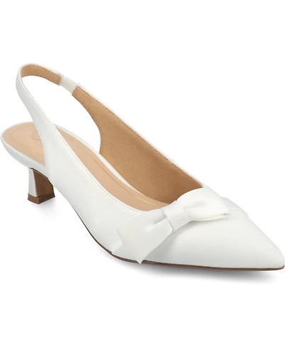 Journee Collection Women's Paloma Bow Kitten Heel Slingback Pumps