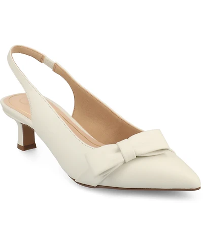 Journee Collection Women's Paloma Bow Kitten Heel Slingback Pumps