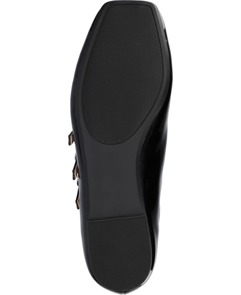 Journee Collection Women's Darlin Multi Strap Mary Jane Square Toe Flats