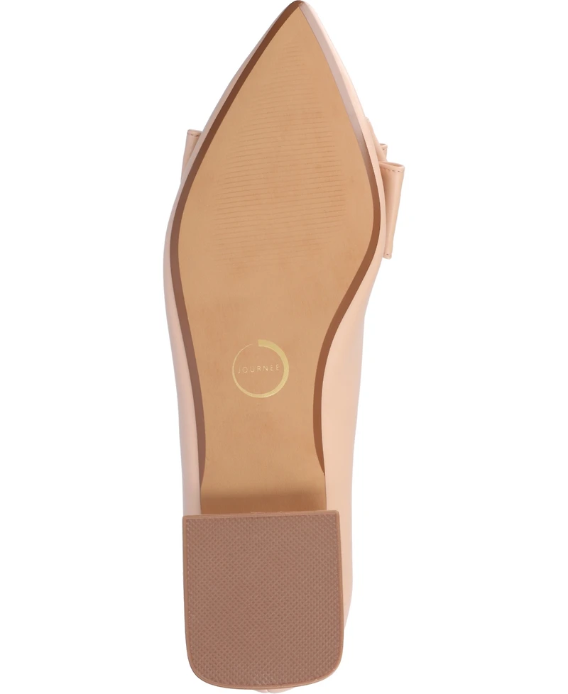 Journee Collection Women's Ophelia Bow Low Block Heel Dress Flats
