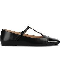 Journee Collection Women's Theah T-Strap Cap Toe Mary Jane Flats