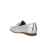 Eden Ode Rhinestone Strap Metallic Loafers