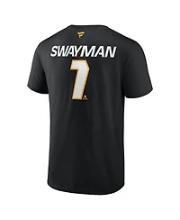 Fanatics Men's Jeremy Swayman Black Boston Bruins Authentic Pro Prime Name Number T-Shirt