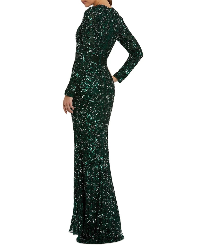 Mac Duggal Women's Embellished Long Sleeve Gown