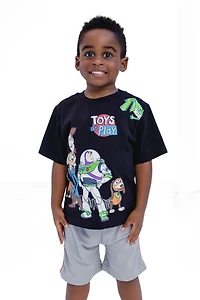 Disney Pixar Toddler Boys Toy Story Woody Buzz Lightyear Bo Peep Rex Athletic T-Shirt Mesh Shorts Outfit Set to