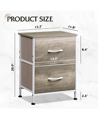 Wlive Nightstand 2 Drawer Dresser for Bedroom Small with Drawers Bedside Furniture Night Stand End Table Fabric Bins Closet
