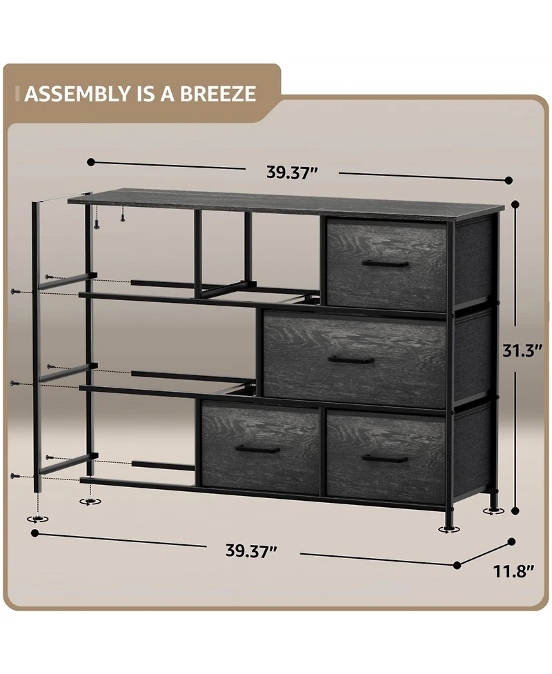 Sorbus 8 Drawers Wide Dresser - Organizer Unit with Steel Frame Wood Top and handle, Fabric Bins Amazing for household decluttering