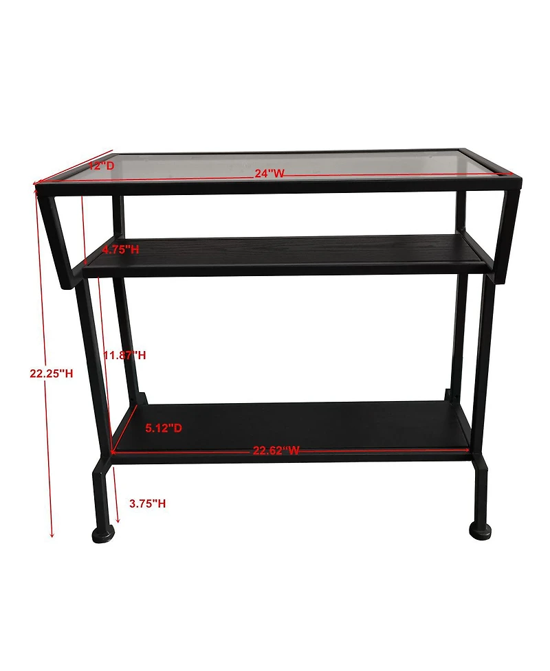 Kings Brand Furniture - Dosamantes Side End Table with Storage Shelves, Black