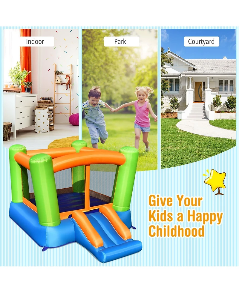 Gymax Inflatable Bounce House Kids Jumping Playhouse Indoor & Outdoor Without Blower