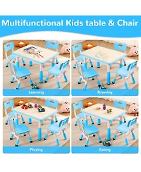 gaomon Kids Table and Chairs Set, Toddler Height Adjustable Desk With Graffiti Desktop, Arts & Crafts Seats, Non-Slip Legs, Max 300lbs