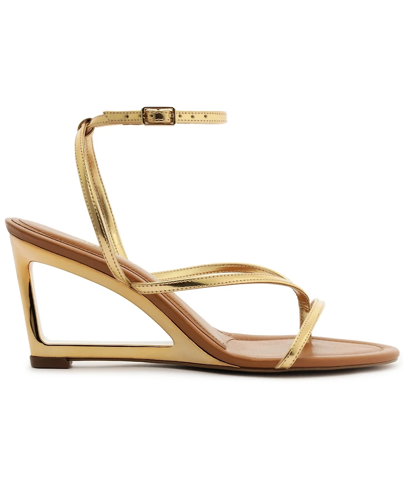 Arezzo Women's Frankie High Geometric Round Toe Wedge Sandals