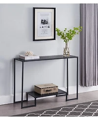 Kings Brand Furniture – Vidal Modern Metal/Wood Console Sofa Table with Storage Shelf, Black/Grey- Perfect for Entryways and Living Rooms