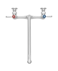 Gridmann Commercial Wall Mount Sink Faucet, 8" Center with 12" Swivel Spout, Nsf, Dual Lever Handles, Brass Construction, Chrome Polished Fi