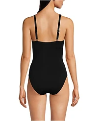 Lands' End Petite Sculpting Suit Targeted Control Draped High Leg One Piece Swimsuit