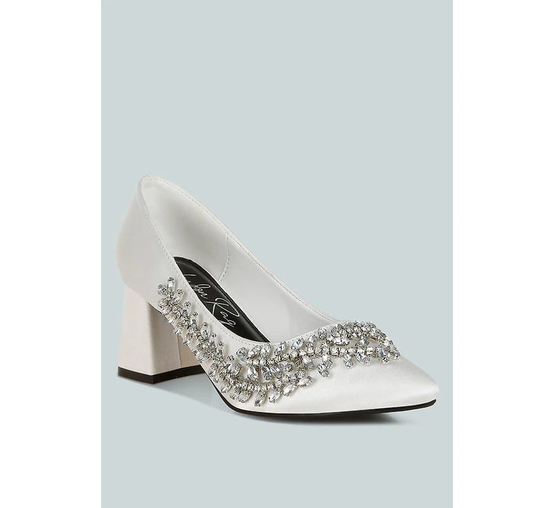London Rag Abatina Satin Diamante Embellished Pumps