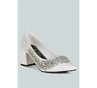 London Rag Abatina Satin Diamante Embellished Pumps