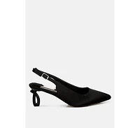 Vinca Satin Pointed Toe Slingbacks