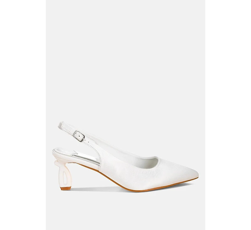 Vinca Satin Pointed Toe Slingbacks
