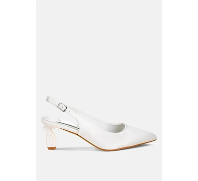 Vinca Satin Pointed Toe Slingbacks