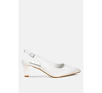 Vinca Satin Pointed Toe Slingbacks