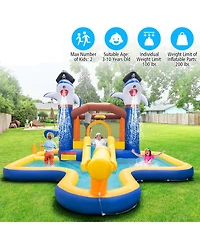 Gymax Inflatable Water Slide Park Bounce House Splash Pool Water Cannon without Blower
