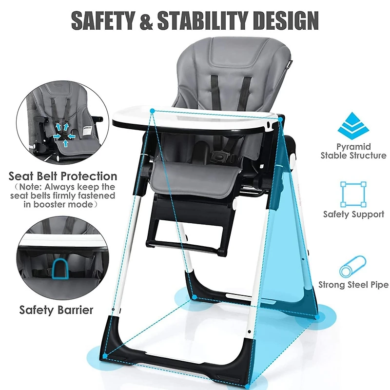 Gouun 4-in-1 High Chair–Booster Seat with Adjustable Height and Recline