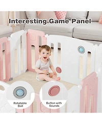 Gouun Kids 14 Panels Safety Activity Play Center with Drawing Board