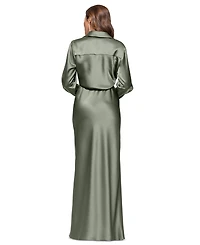 Xscape Women's Satin Shirtdress Gown